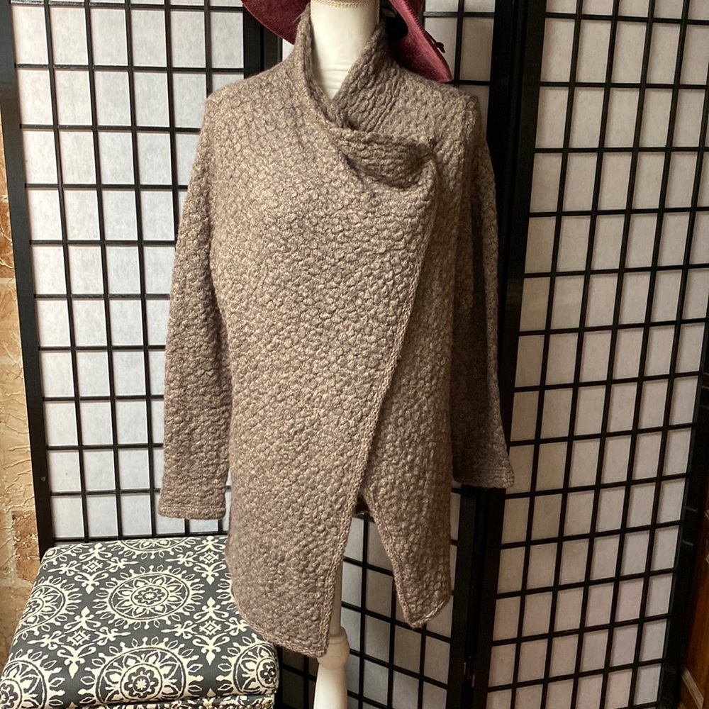 Fabulous open front brown long cardigan sweater